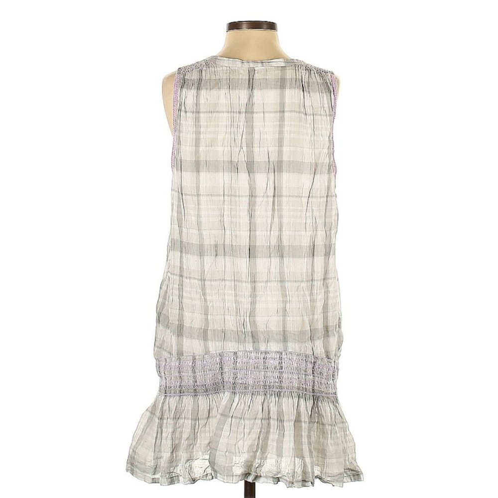Free People Run With Me Plaid Embroidered Dress Size M - Picture 2 of 4